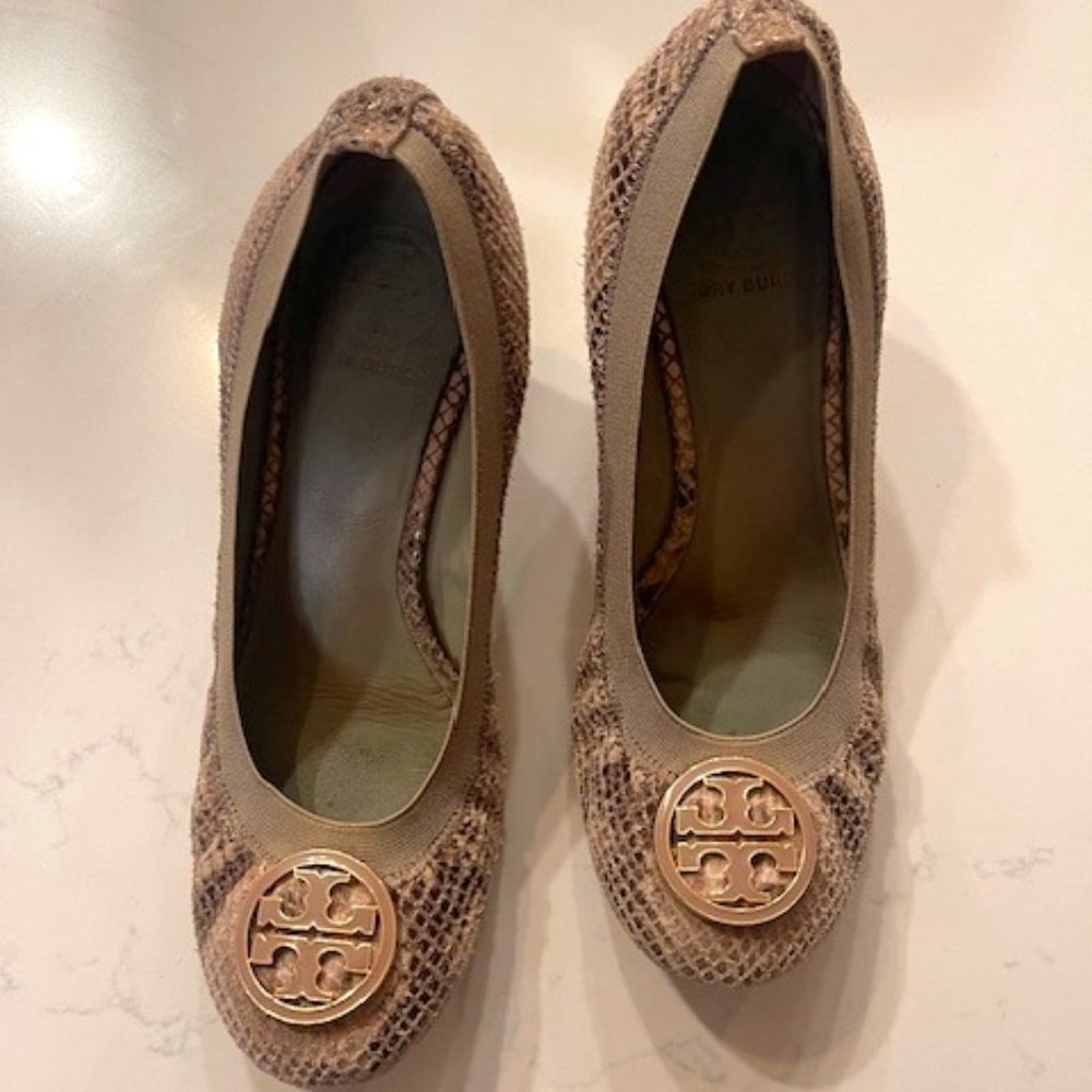 Tory Burch Sally Snakeprint Wedges